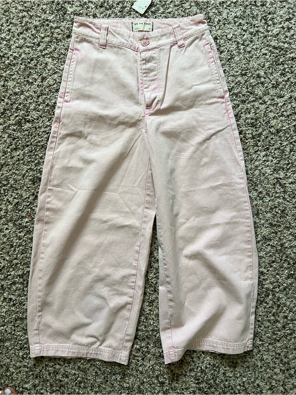 Free People Light Pink Wide-Leg Kids Bottoms